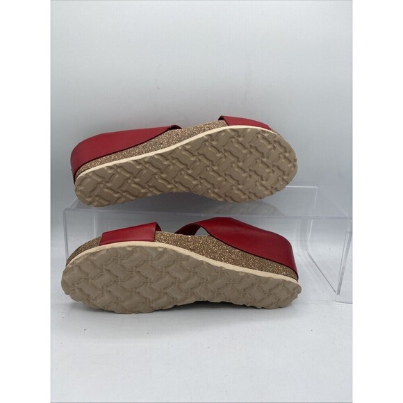 Yokono Red Strappy Leather wedge Sandals Women's size 8 EU 38.5M - Picture 9 of 10